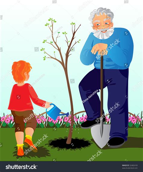 grandfather and granddaughter stock vector illustration 52482418 shutterstock