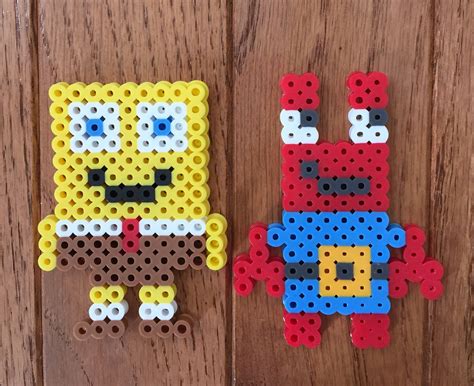 Spongebob And Mr Krabs Perler Beads Diy Perler Bead Crafts Easy