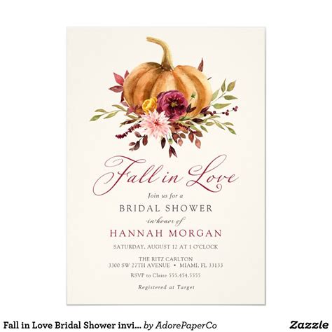 Fall In Love Bridal Shower Invitation Fall In Love
