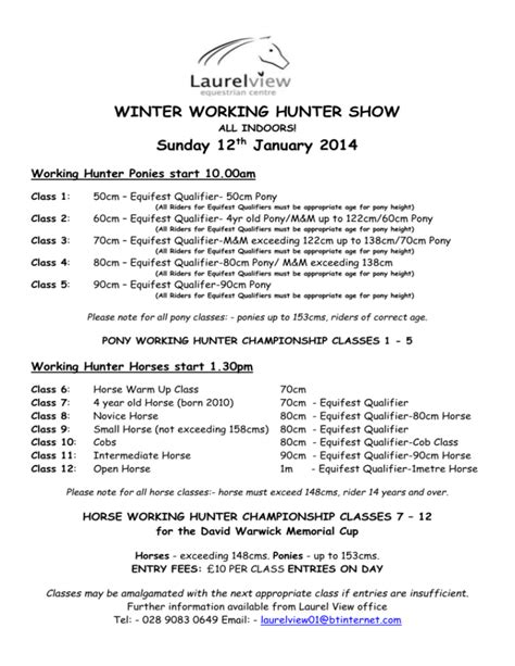 Show Schedule With Equifest Qualifiers
