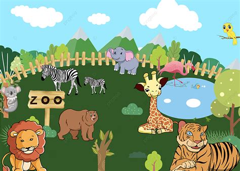 Background Kartun Kebun Binatang Jerapah Gajah Harima
