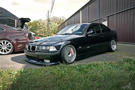 Black Bmw E36 Coupé On Some Nice Turbo Fan Covers For The Bbs Wheels
