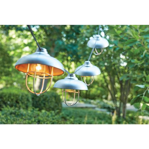 These inexpensive string lights provide 68 feet of lighted length with 300 mini glass bulbs, all attached to a green wire. Hampton Bay 8-Light Hood and Cage Outdoor Hanging Cafe ...