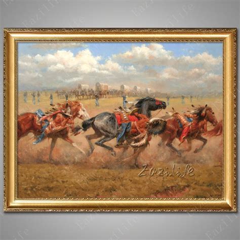 Hand Painted Canvas Oil Paintings Western Cowboy Oil Painting On Canvas