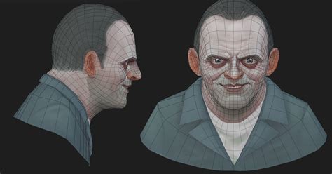 3D Model Hannibal Lecter Bust VR AR Low Poly Rigged CGTrader