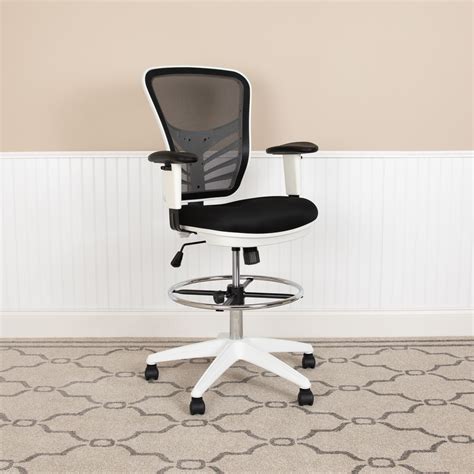Flash Furniture Mid Back Black Mesh Ergonomic Drafting Chair With