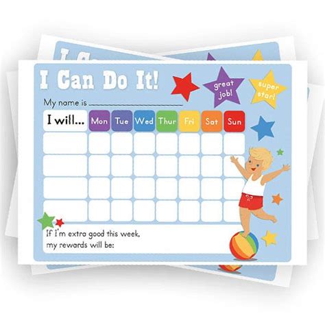 Boys Reward Chart Chore Chart Printable Sticker By Kindygarden