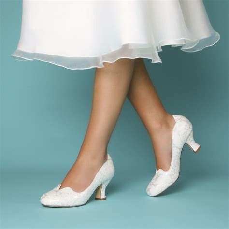 Perfect Bridal Vivian Ivory Brocade Vintage Inspired Court Shoes Lace