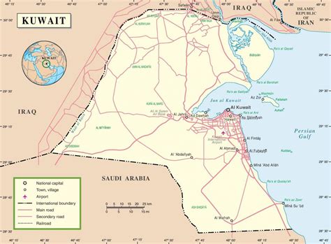 Kuwait Cities Map Kuwait Road Map Western Asia Asia
