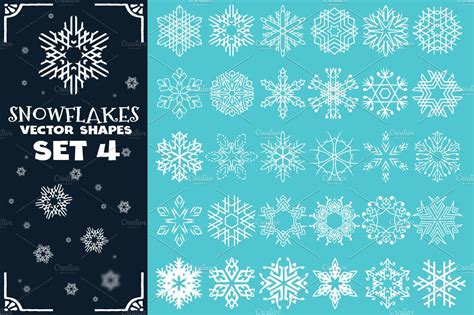 Decorative Snowflakes Shapes Set 4 ~ Graphics ~ Creative Market