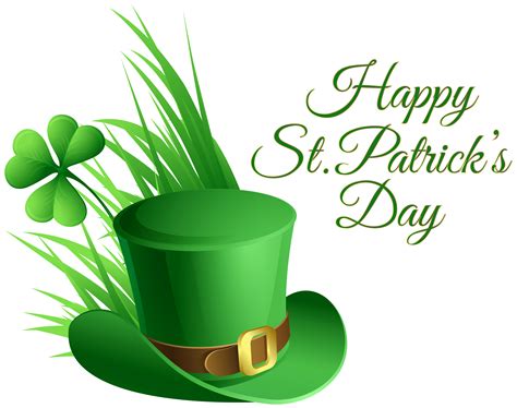 St Patricks Day Hat And Shamrock Transparent Clip Art Image Clipartix