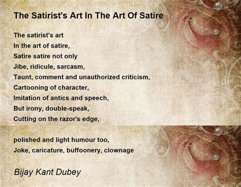 The Satirists Art In The Art Of Satire The Satirists Art In The Art