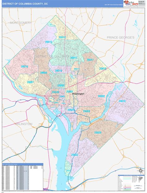 District Of Columbia County Dc Wall Map Color Cast Style By Marketmaps