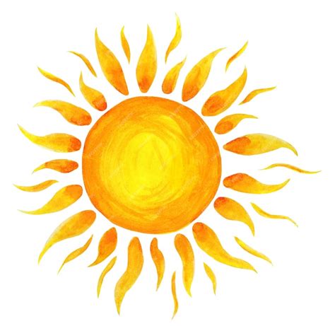 Desenho Em Aquarela De Sol Ilustração Infantil Do Sol Desenhado à Mão