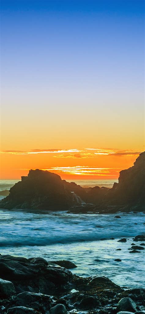 Cape Arago Wallpaper 4k Sunset Rocky Coast Seascape Waves Horizon