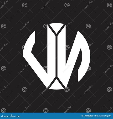 Vn Logo Monogram With Piece Circle Ribbon Style Stock Illustration