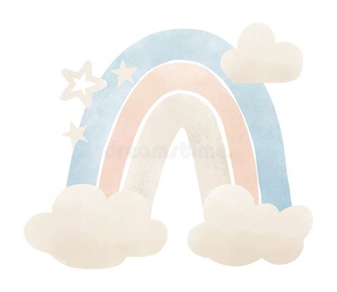 Watercolor Rainbow With Clouds Stock Illustration Illustration Of