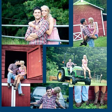 Country Farm Couples Engagement Photo Shoot With Tractor And Barn
