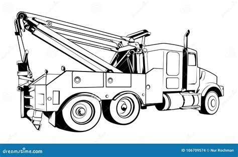 Vector Tow Truck Outlined Black Vector Vector Illustratie