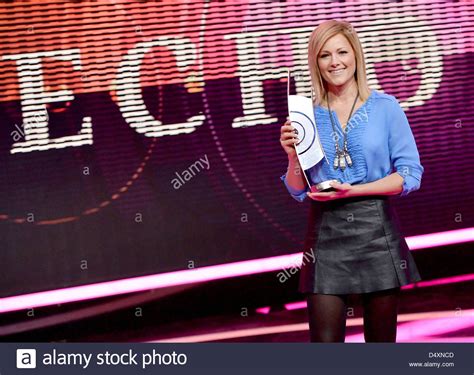 Berlin Germany 20th March 2013 Singer Helene Fischer Stands Onstage With An Echo Award During