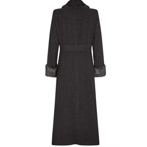 De La Creme Women`s Winter Wool Cashmere Military Long Coat Faux Fur