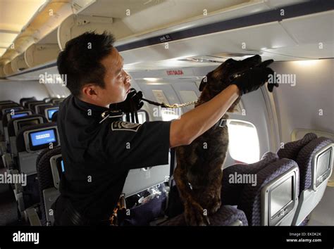 A Cbp Officer Inspects The Interior Of An Aircraft At Newark