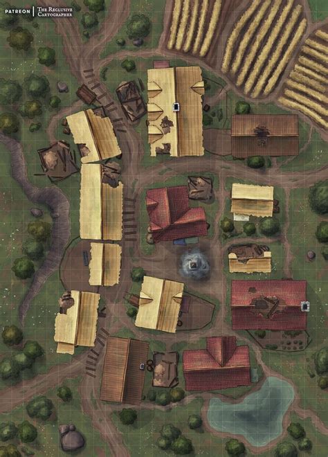 Raided Village Battlemap Patreon Village Map Dnd World Map