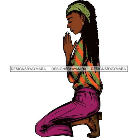 Afro Lola Woman Praying God Lord Knee Prayers Pray Believe Church Svg