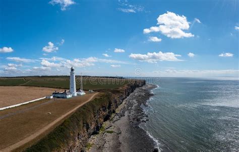 Aerial View Of The Nash Point Lighthouse And Monknash Coast In South