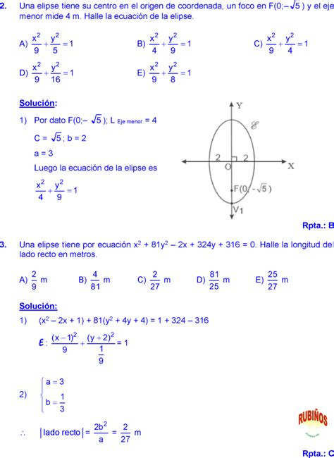 Elipse Ejercicios Resueltos Pdf