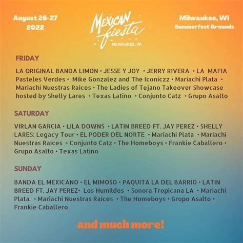 Milwaukee Mexican Fiesta Lineupcard State Trunk Tour