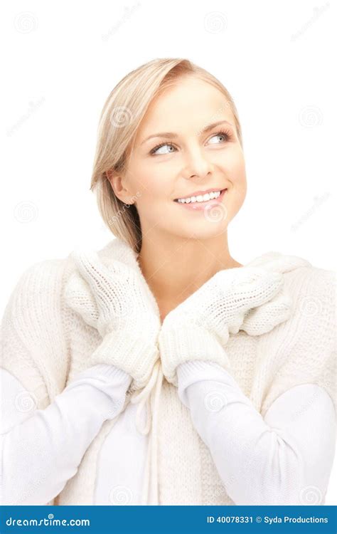 Beautiful Woman In White Sweater Stock Photo Image 40078331