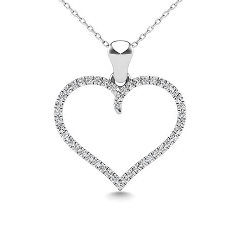 10k White Gold 16 Ctw Diamond Heart Pendant Unclaimed Diamonds