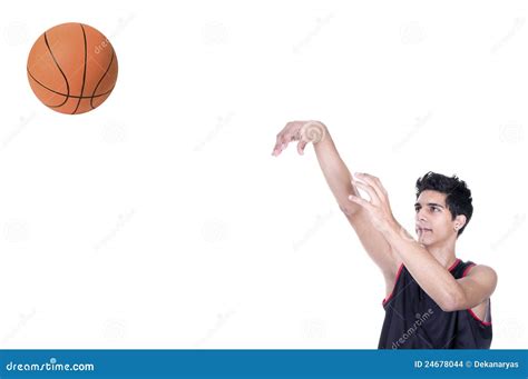 Basketball Player Throwing The Ball Stock Photo Image Of Build