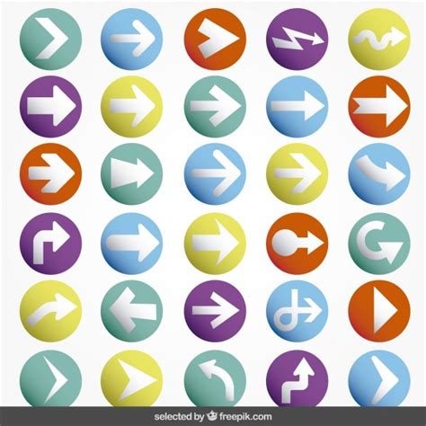 Colorful Arrow Buttons Collection Free Vector