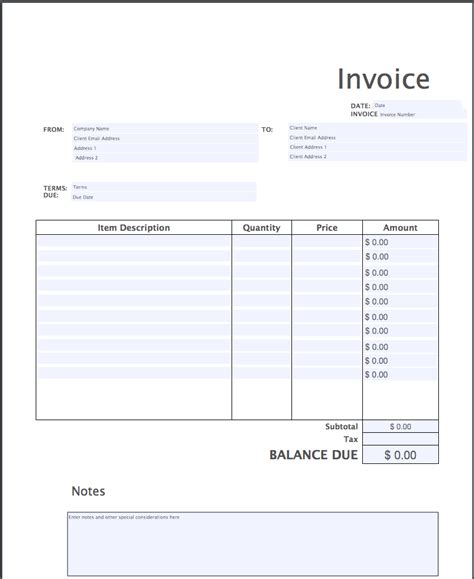 Free Printable Editable Invoice Template Online Australia Blank Free