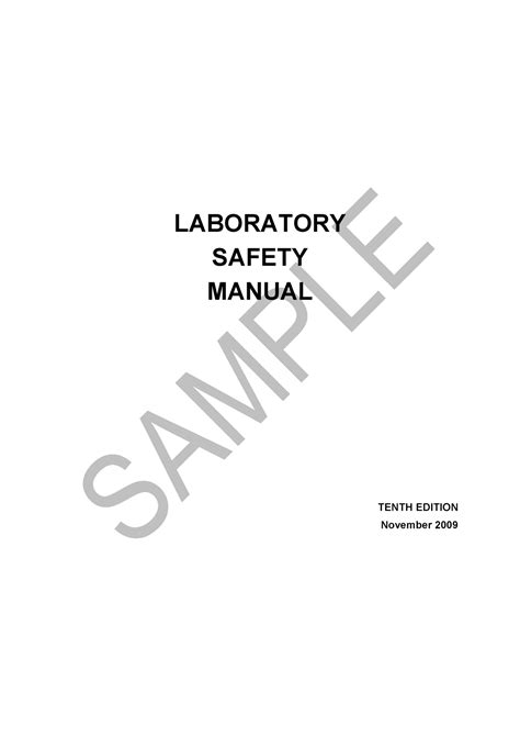 Sample Lab Safety Manual Laboratory Safety Manual Tenth Edition