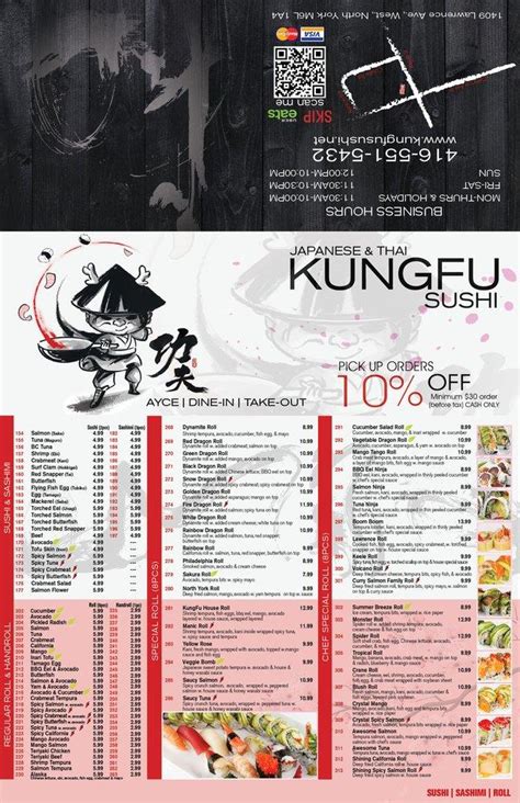 Menu At Kung Fu Sushi Kung Fu Tea On Lawrence Restaurant Toronto