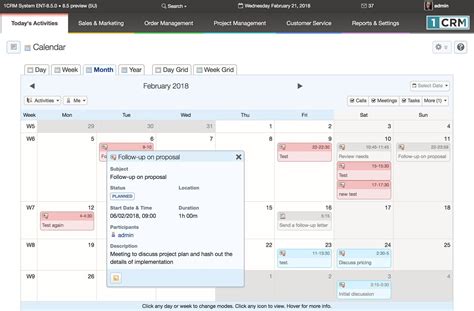 Calendar 1crm All In One Crm Software