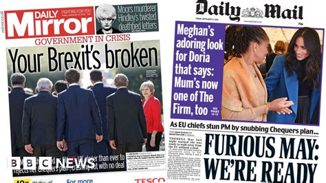 Newspaper Headlines Your Brexits Broken And May Humiliated