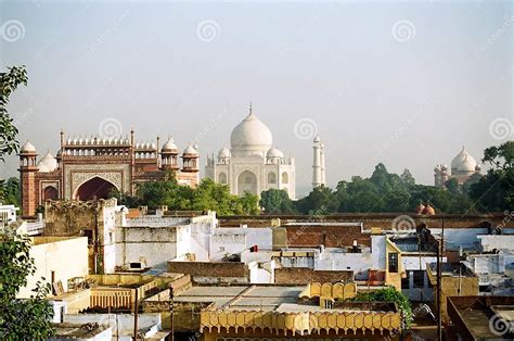 Taj Mahal View From Hotel Roof India Stock Image Image Of Dome Asia