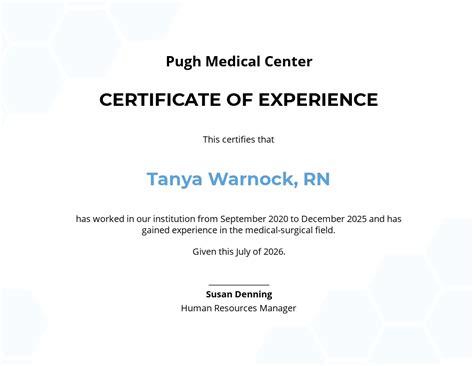 Experience Certificate For Nurse