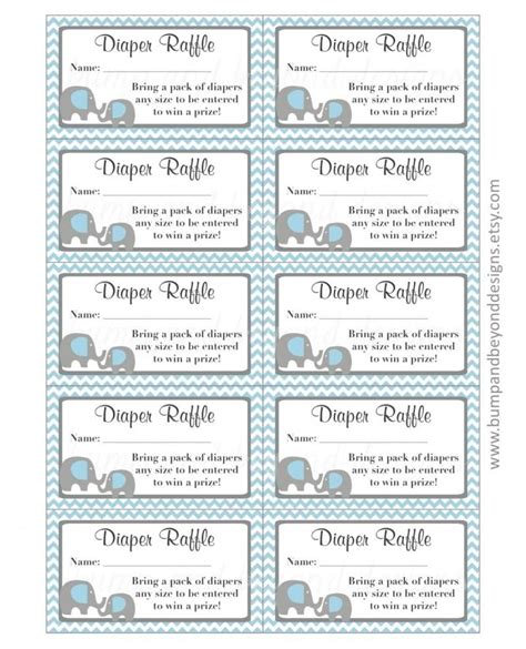 Free Printable Elephant Diaper Raffle Tickets Template Boy

