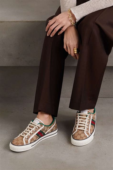 Gucci Tennis 1977 Logo Embroidered Canvas Sneakers Net A Porter