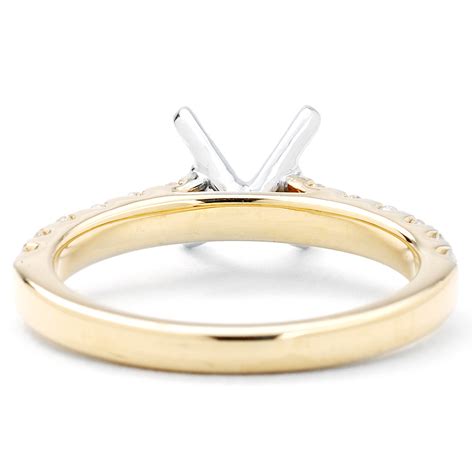 Shared Prong Set Cathedral Diamond Setting In Yellow Gold New York
