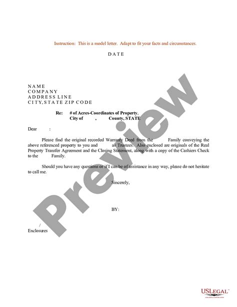 Sample Letter For Original Recorded Warranty Deed Recorded Deed Us
