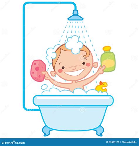 Happy Cartoon Baby Kid In Bath Tub Royalty Free Stock Photo Image