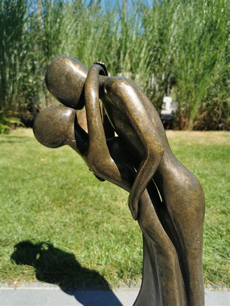 Couple Embracing And Kissing Bronze Sculpture Large Romantic Sculpture