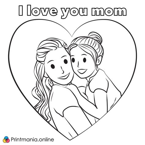 Online Coloring Page Mother With Daughter Printable Free To Download