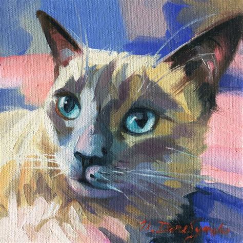 Cat Siamese Portrait Oil Painting Canvas Art Original Custom Etsy